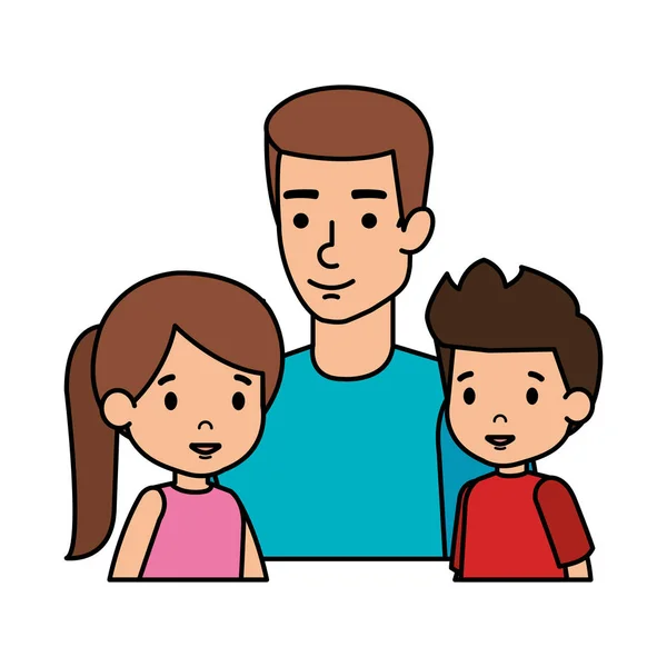 Father with son and daughter characters — Stock Vector