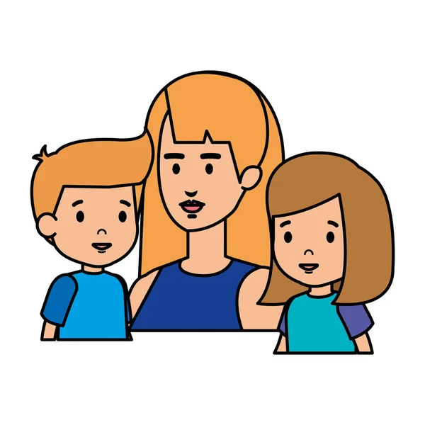 Μητέρα με την κόρη και γιο χαρακτήρες — Διανυσματικό Αρχείο