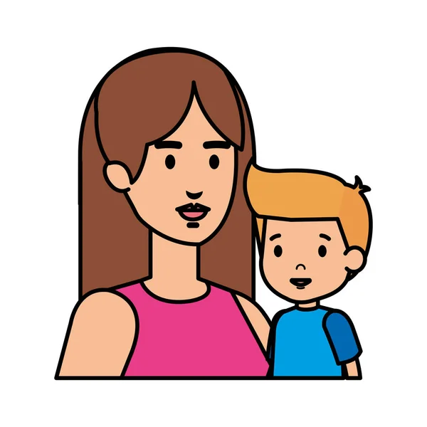 Mère avec fils personnages — Image vectorielle