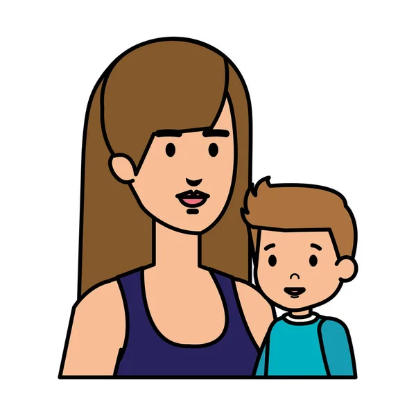 Madre con personajes de hijo — Archivo Imágenes Vectoriales