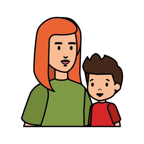Mutter mit Sohn-Charakteren — Stockvektor