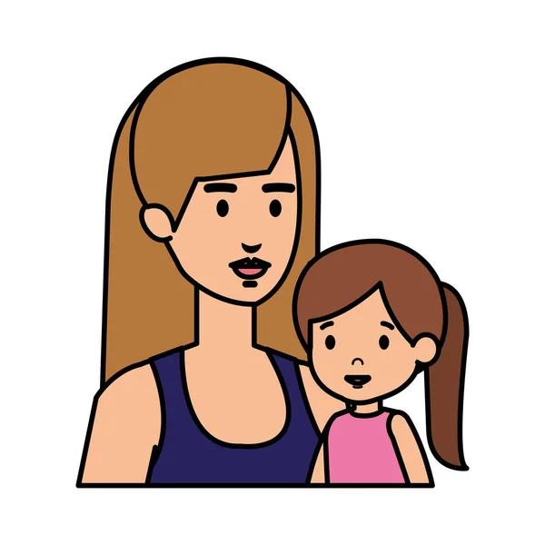 Madre con personaggi figlia — Vettoriale Stock