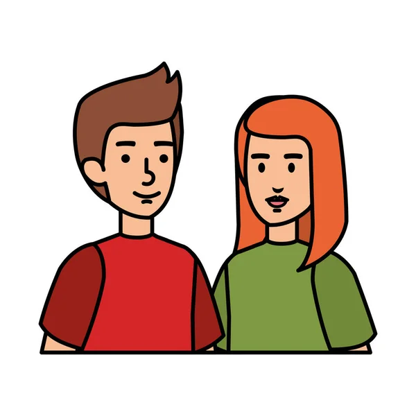 Pareja avatar caracteres iconos — Vector de stock