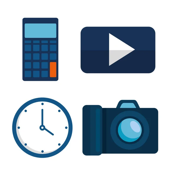 用计算器和时钟在办公室制定财务策略 — 图库矢量图片