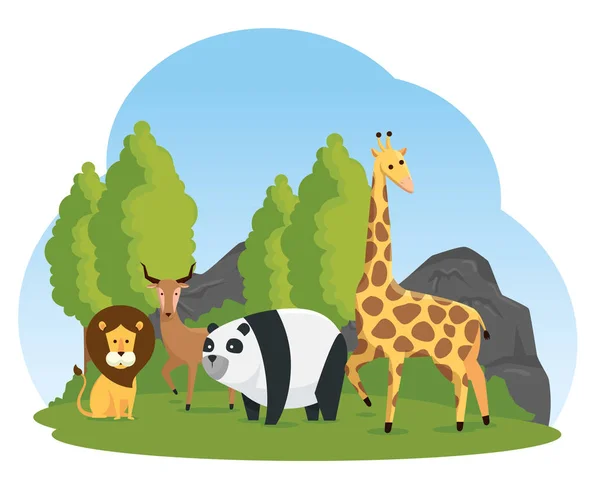 A vadon élő állatok safari természetes tartalék — Stock Vector
