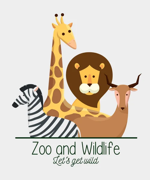 Animales silvestres con reserva natural de safari — Archivo Imágenes Vectoriales