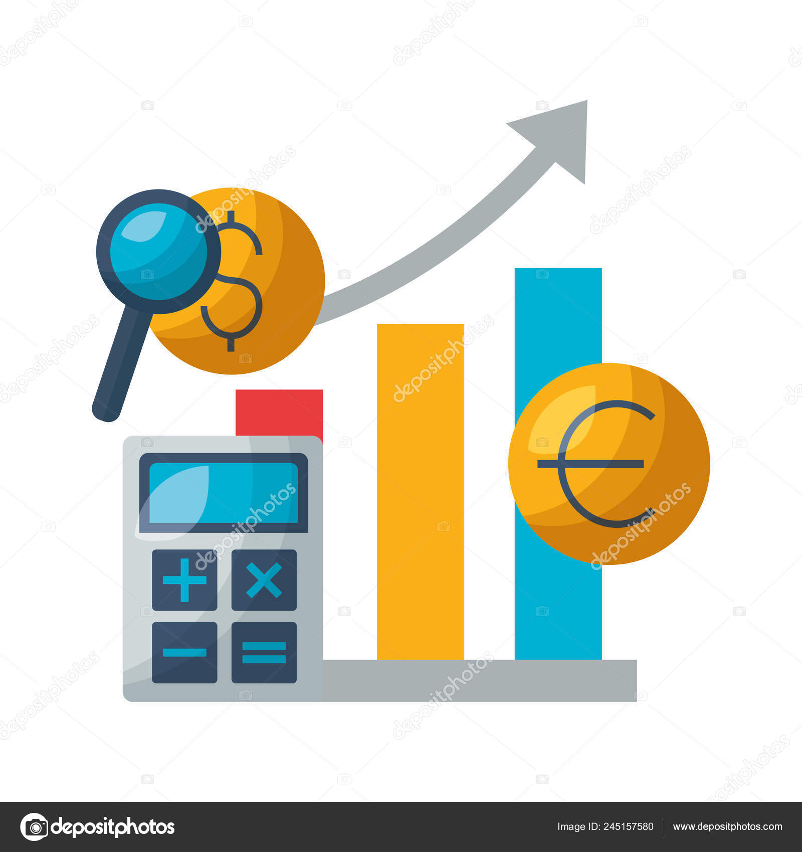 Stock market calculator chart growth Stock Vector Image by ©yupiramos
