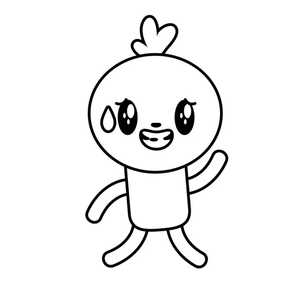 Personaje de la muñeca de dibujos animados kawaii — Vector de stock