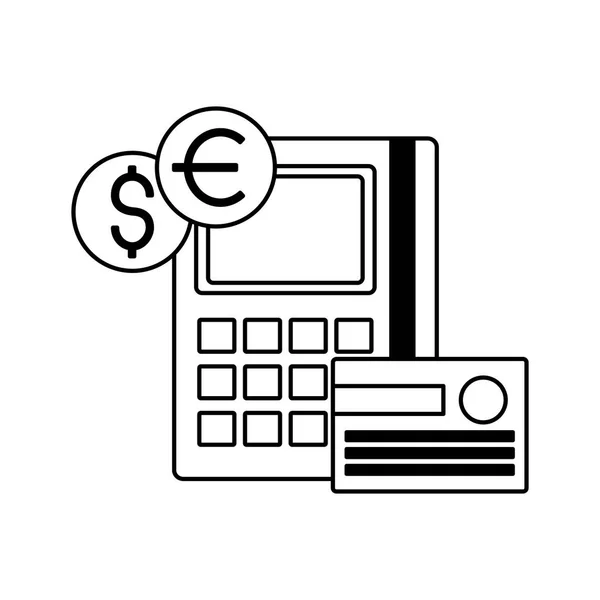 Calculator bank card coins stock market — Stock Vector