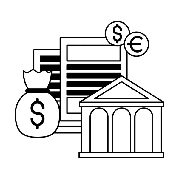 Rynku akcji Banku pieniądze worek monet — Wektor stockowy