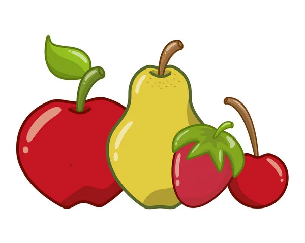 Pomme poire cerise fraise — Image vectorielle