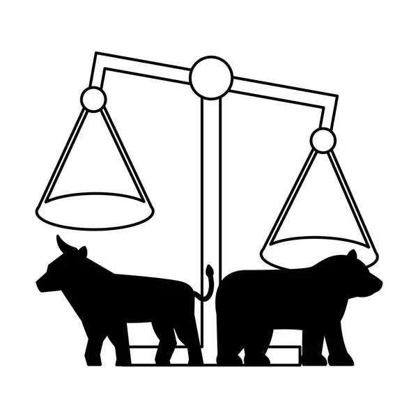 Bull bear balance stock market — Stock Vector