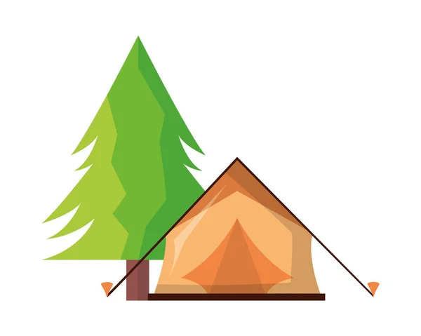 Tente camping arbre pin — Image vectorielle