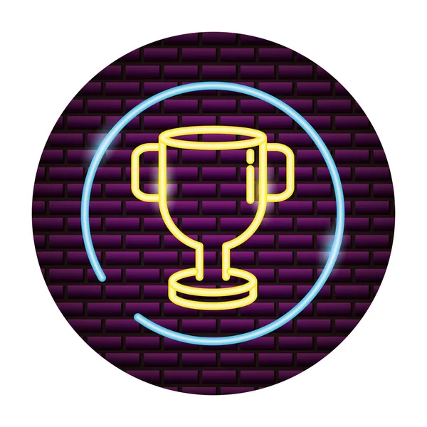 Kupa Ödülü işareti neon — Stok Vektör
