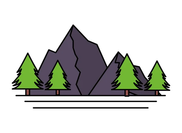 Montañas árbol pino — Vector de stock