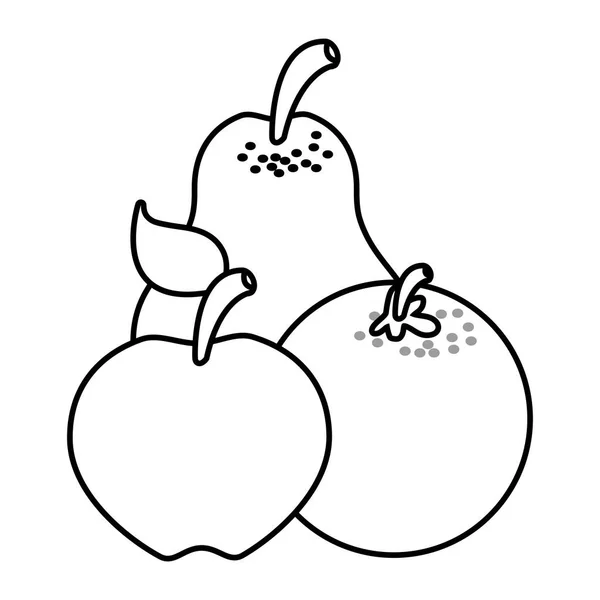 Gruszka jabłko pomarańczowe owoce — Wektor stockowy