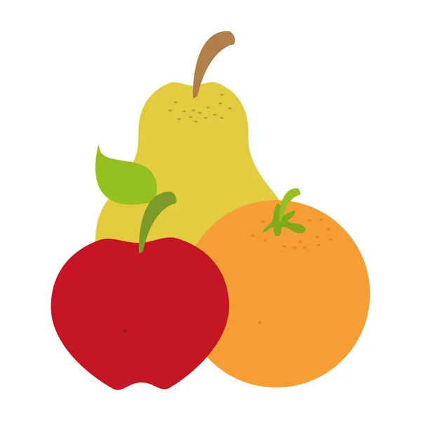 Manzana de pera frutas de naranja — Vector de stock