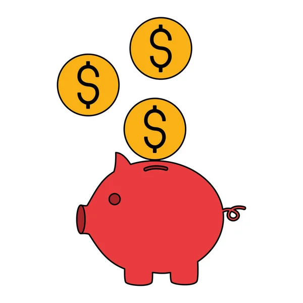 Piggy bank money coins dollar — Stock Vector