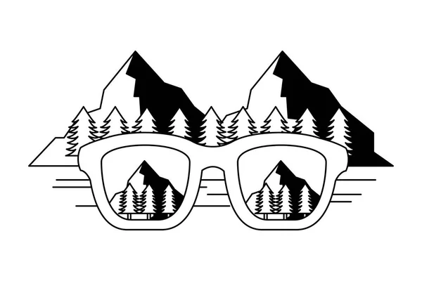 Gafas reflectantes montañas — Vector de stock