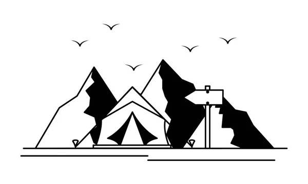 Camping wanderlust escena — Archivo Imágenes Vectoriales