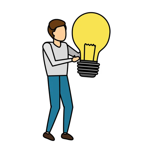電球の創造性を保持している実業家 — ストックベクタ