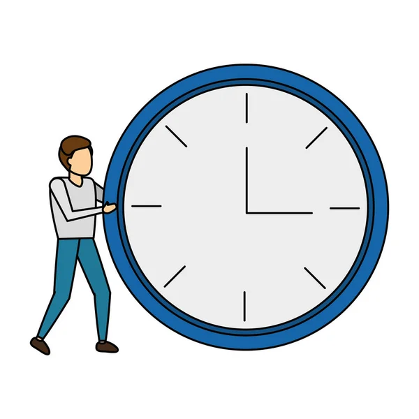 Empresario con reloj redondo — Vector de stock