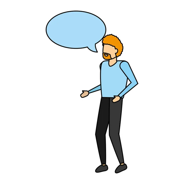 Man standing with speech bubble — Stock Vector