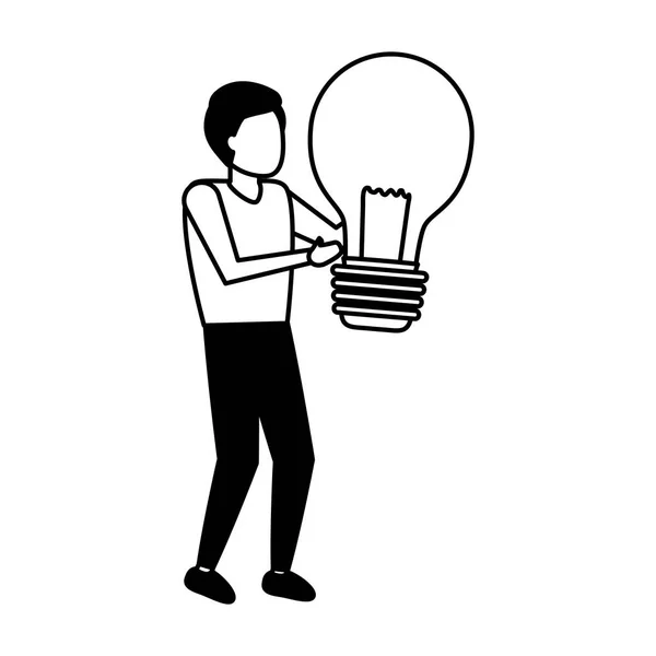 電球の創造性を保持している実業家 — ストックベクタ