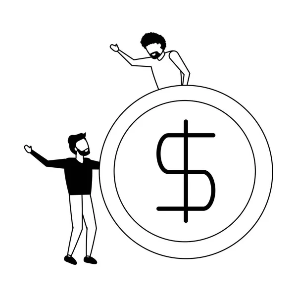 Business men holding dollar coin — Stock Vector