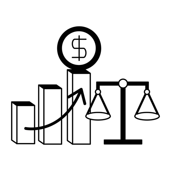 Diagrama financiero Moneda y saldo — Vector de stock