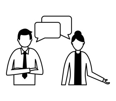 iş adamı ve kadın vektör çizim söz