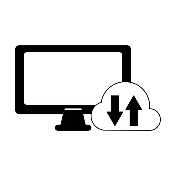 Komputera monitor w chmurze — Wektor stockowy