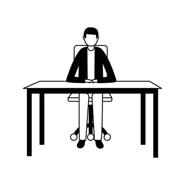 Businessman sitting office desk working — Stock Vector