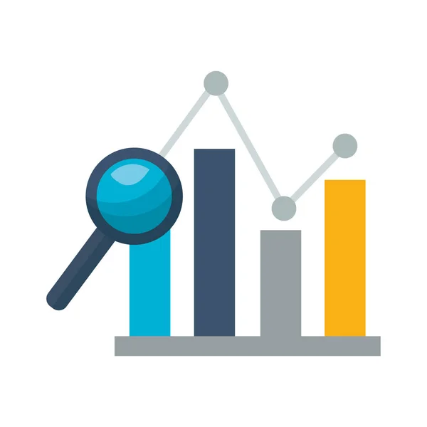 Gráfico lupa mercado de valores — Vector de stock