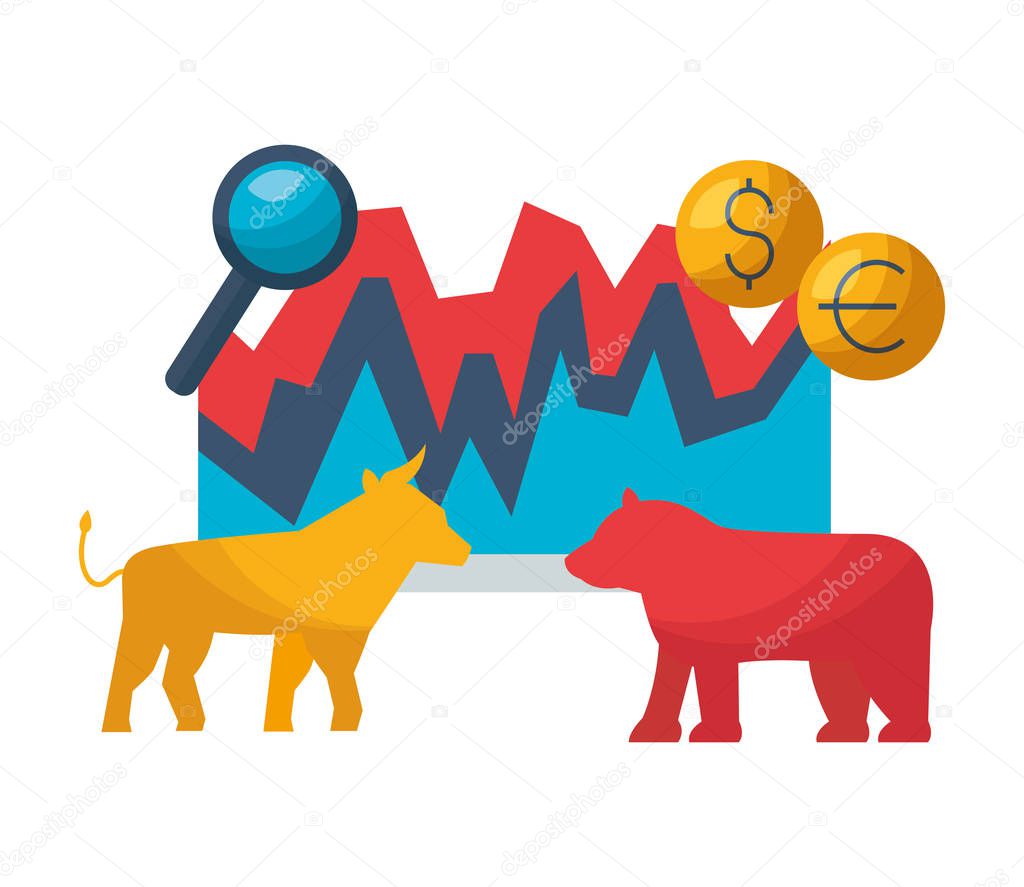 bull bear dollar euro chart stock market