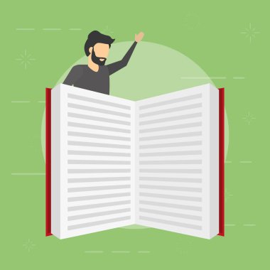 işadamı ile büyük açık kitap