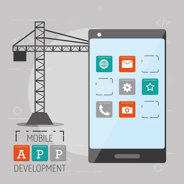 Desenvolvimento de aplicativos móveis — Vetor de Stock