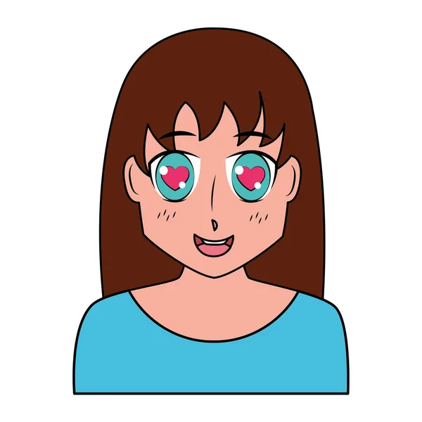 Anime Mädchen Manga Porträt — Stockvektor