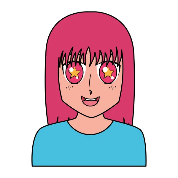 Anime kız manga portre karakter — Stok Vektör