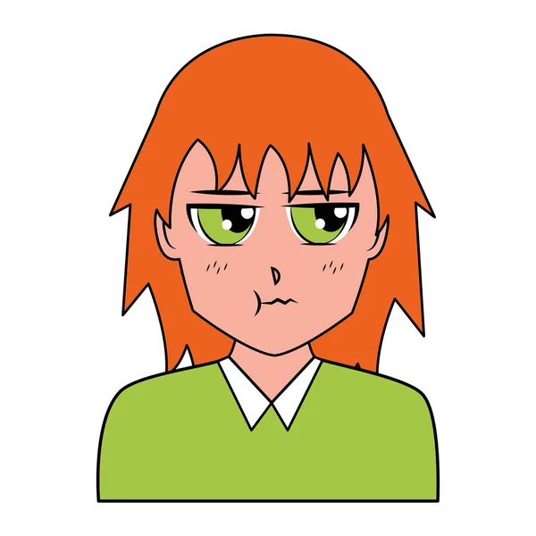 Anime girl manga portrait character — Stock Vector