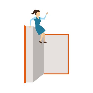 kitap üzerinde oturan iş kadın