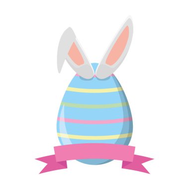 tavşan kulakları ile mutlu Paskalya yortusu yumurta