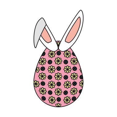 tavşan kulakları ile mutlu Paskalya yortusu yumurta