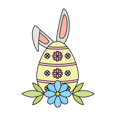 Mutlu Paskalya yortusu yumurta kulakları çiçek