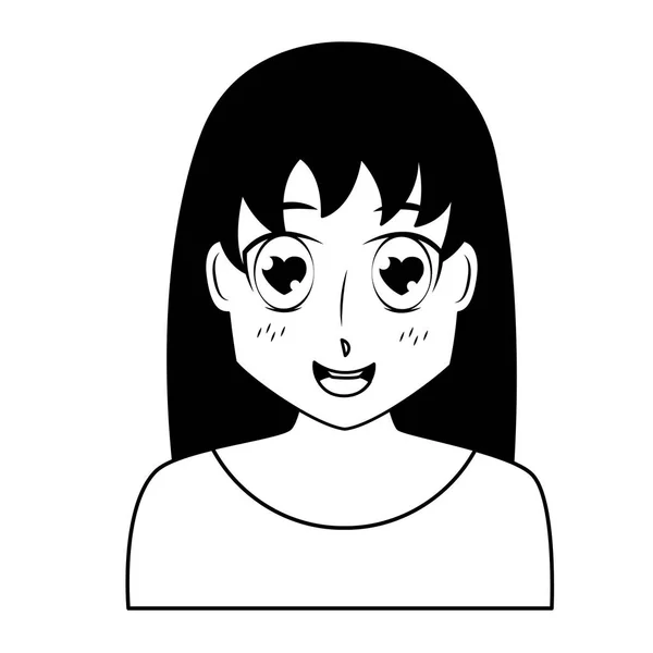 Anime menina mangá retrato —  Vetores de Stock