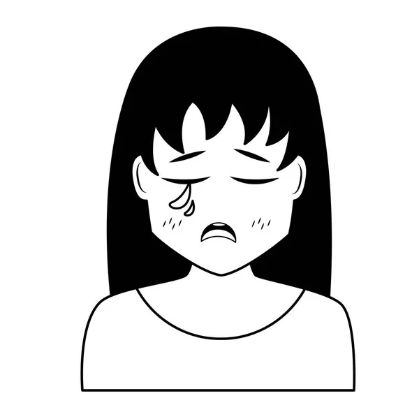 Potret manga gadis anime - Stok Vektor