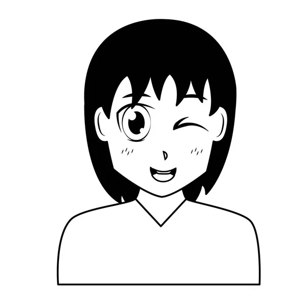 Anime Mädchen Manga Porträt — Stockvektor