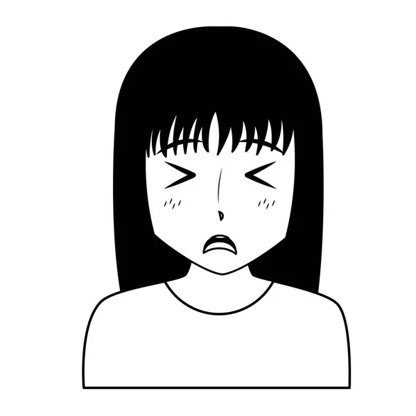 Anime Mädchen Manga Portrait Charakter — Stockvektor