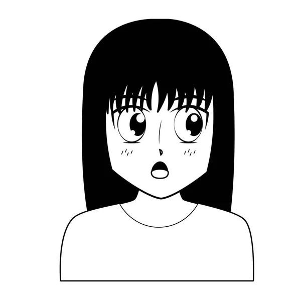 Anime menina mangá personagem retrato —  Vetores de Stock