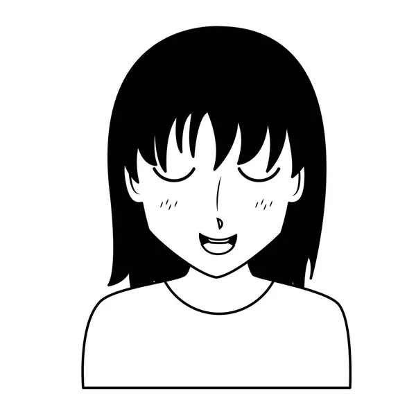 Anime Mädchen Manga Portrait Charakter — Stockvektor